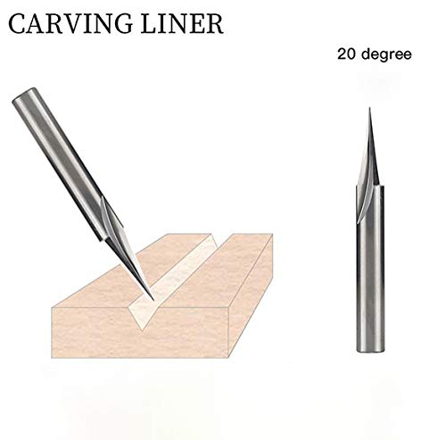 Jiiolioa V21201 20 Degree Profile Bit V Groove Engraving Router Bit 1/4" Shank 1/4"X2" Jiiolioa