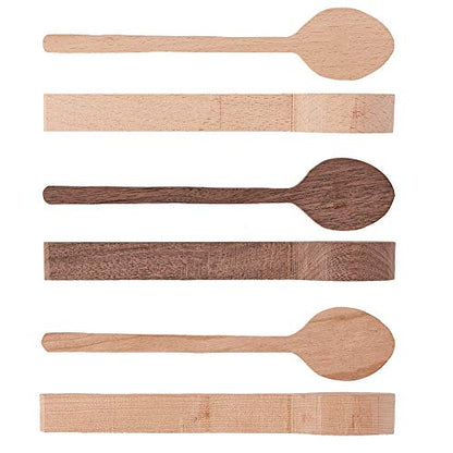 GORGECRAFT 3pcs Wood Carving Spoon Blank Kit Beech and Walnut Cherry Wood Spoon Wooden Unfinished Spoons for Craft Whittler Starter Carving