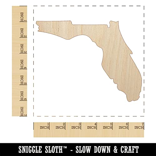 Florida State Silhouette Unfinished Wood Shape Piece Cutout for DIY Craft Projects - 1/4 Inch Thick - 6.25 Inch Size Sniggle Sloth
