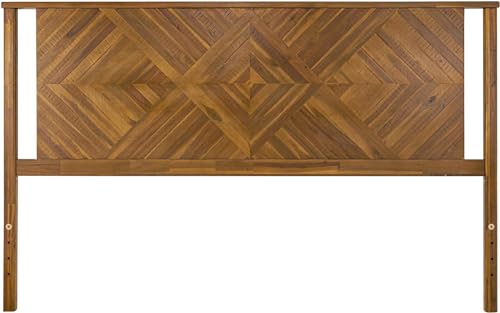 Bme Ethan King Wood Headboard - Rustic Dark Brown Acacia with Herringbone Design for King or Queen Beds Bme