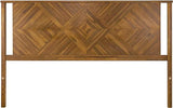 Bme Ethan King Wood Headboard - Rustic Dark Brown Acacia with Herringbone Design for King or Queen Beds Bme
