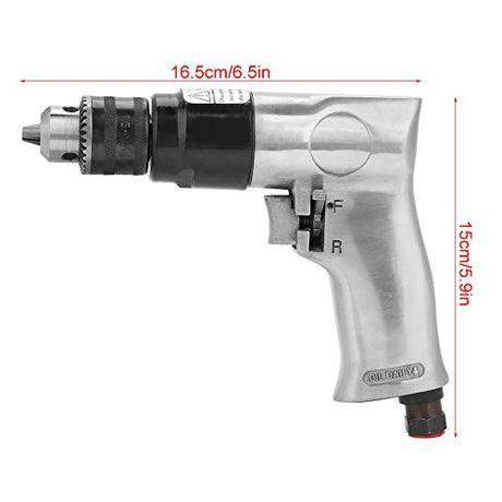 Air Drill 3/8,3/8Pneumatic Drill, 1700rpm 10mm High-speed CW/CCW Reversible Air Drill Pneumatic Drilling Tool for Furniture, Hardware, Machinery Semme