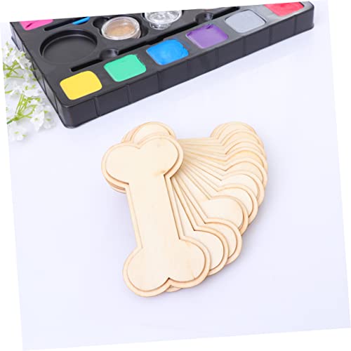 VILLCASE 24PCS Wood Embellishments Wood Bone Shape Christmas Unfinished Wood Cutout Dog Bone Wood Cutout Dog Bone Embellishments Round Labels Gift VILLCASE