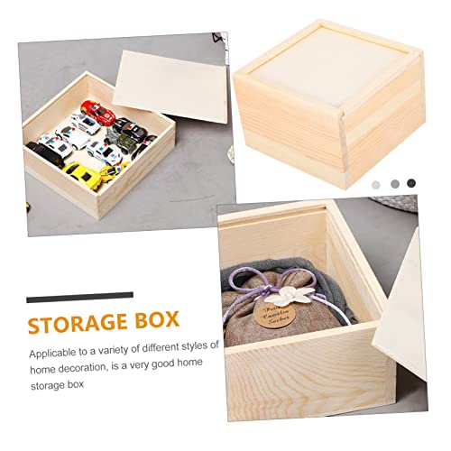 Abaodam 4 Pcs Wooden Storage Box Unfinished Square Jewelry Container Bracelet Stand Ring Holder Wood Crafts Basket Storage Bins Wooden Stand Souvenir Abaodam
