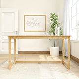 Plank+Beam Solid Wood Writing Desk, Simple Desk for Bedroom, Home Office Study Desk, 55.25 Inch, Natural Plank+Beam