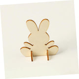 Kisangel 16 pcs DIY White Embryo Rabbit Unfinished Wood Planks Farmhouse Easter Decor Wood Rabbit Slices Indoor Easter Decorations Unfinished Wood Kisangel
