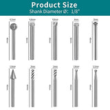 20PCS HSS Rotary Burr Set, Carving Bits and Engraving Router Bit Set for Rotary Tool Accessories with 1/8"(3mm) Shank for Woodworking, Engraving, YURINWOO