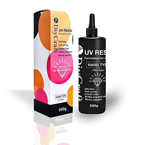 UV Resin - DIYcraft Odorless Crystal Clear Hard Resin 500g, Fast Curing Epoxy Resin for DIY Resin Molds, Jewelry Making - Suitable Art Craft Beginner DIYcraft