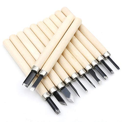 12Pcs Set Wood Carving Knives Tools Kit Unxuey Professional Carving Chisels Knife Kit with Protective Covers and Whetstone for Wood, Clay, Sculpting,