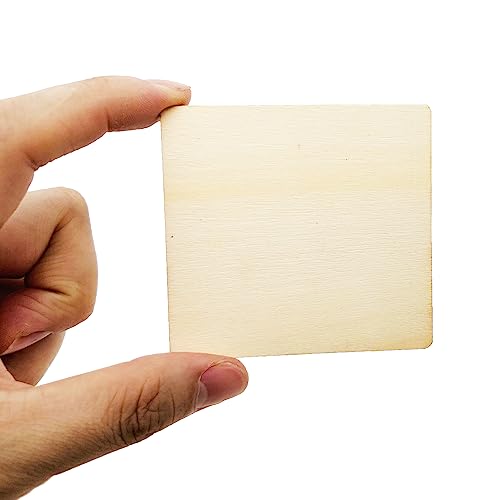 20 Pcs Unfinished Wood Pieces, 3 x 3 Inch Blank Natural Slices Wood Square for DIY Crafts Painting, Scrabble Tiles, Coasters, Decoration MYYZMY