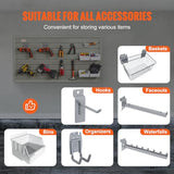 VEVOR Slatwall Panels, 4 ft x 1 ft Gray Garage Wall Panels 12"H x 48"L (Set of 2 Panels), Heavy Duty Garage Wall Organizer Panels Display for Retail VEVOR