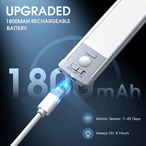 Under Cabinet Lights,40 LED Rechargeable Battery Operated Motion Sensor Light Indoor, 2 Pack Magnetic Dimmable Closet Lights, Wireless Under Counter MCGOR