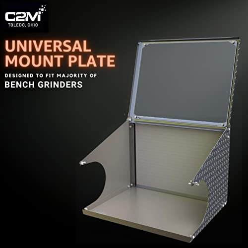 c2M Bench Grinder Aluminum Enclosed Eye Shield | Universal Safety Plexiglass Guard for Sparks and Dust | Easy to Assemble, USA Made