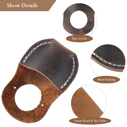 Toprank Leather Thumb Guard for Wood Carving - Premium Full Grain Leather Finger Protector, Handmade Carpenter Carving Kit Accessory (Tan) - WoodArtSupply