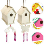 VILLCASE 1 Set Lanyard House Unfinished Arts Kits Kids Craft Wind Chime Ornament Wind Chime Pendant Wind Chime Kit Pigment Child Decorate Wood VILLCASE