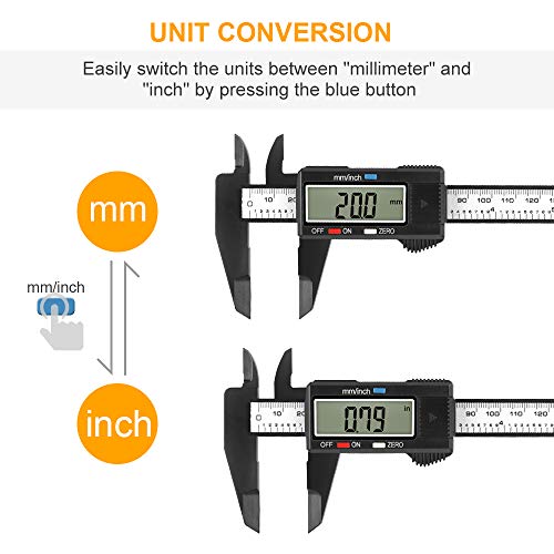 Digital Caliper, Sangabery 0-6 inches Caliper with Large LCD Screen, Auto - Off Feature, Inch and Millimeter Conversion Measuring Tool, Perfect for Sangabery