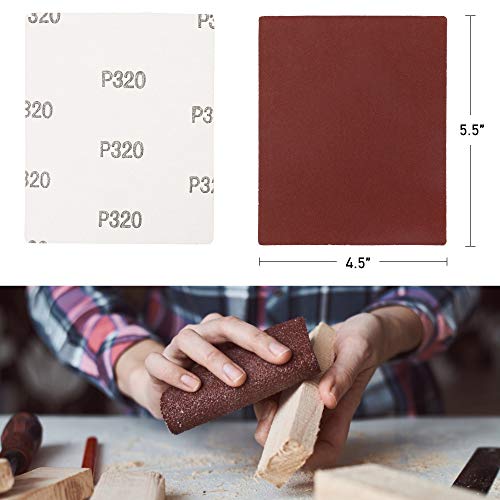 LotFancy 1/4 Sheet Sandpaper for Palm Sander, 50PCS 60 80 120 180 240 320 400 600 800 1000 Grit Sanding Sheets Assortment for Car and Wood, Plain LotFancy