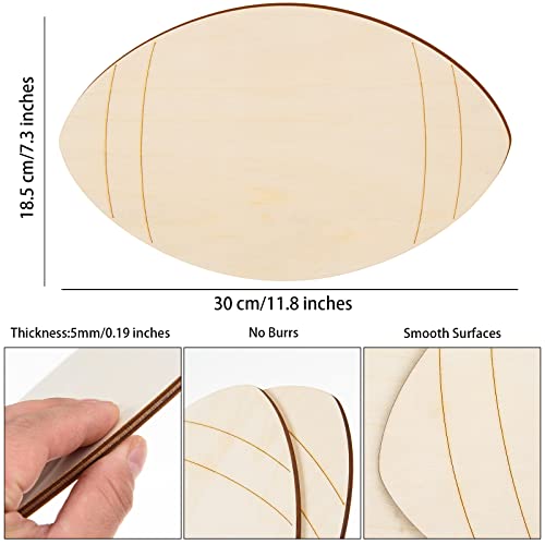 8 Pcs Wooden Football Cutouts Unfinished Wood Sports Themed Cutout Blank Wooden Football Shape Wood Hanging Slice Ornaments for DIY Crafts Door AWIZOM