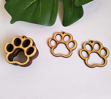 30PCS Dog Paw Print Unfinished Wood Earring Blanks, Tiger Paw Print Jewelry Making Crafts, DIY Project Wood, Dangle Earrings Jewelry Blanks (1.5'') XIAOYUE
