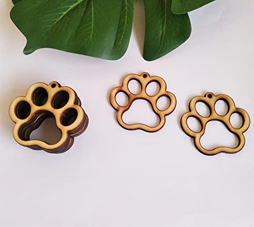30PCS Dog Paw Print Unfinished Wood Earring Blanks, Tiger Paw Print Jewelry Making Crafts, DIY Project Wood, Dangle Earrings Jewelry Blanks (1.5'') XIAOYUE