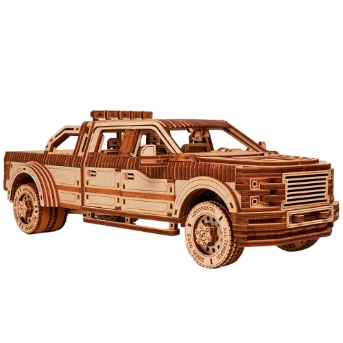 Wood Trick 3D Mechanical Pickup Truck Puzzle Kit – Build Your Own Wooden SUV Model Wood Trick