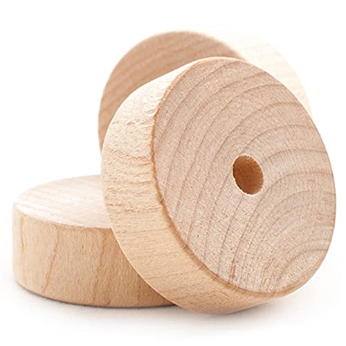Pinehurst Crafts Flat (Slab) Wooden Toy Wheels, 1-1/2 Inch x 1/2-Inch Thick (with 1/4-Inch Hole), Pack of 24 Pinehurst Crafts