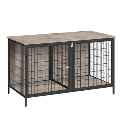 MAHANCRIS Dog Crate Furniture for 2 Dogs, 43.3" Dog Kennel with Removable Divider, Heavy Duty Wooden Dog Kennel for Small Medium Dog, Indoor Dog Cage - WoodArtSupply