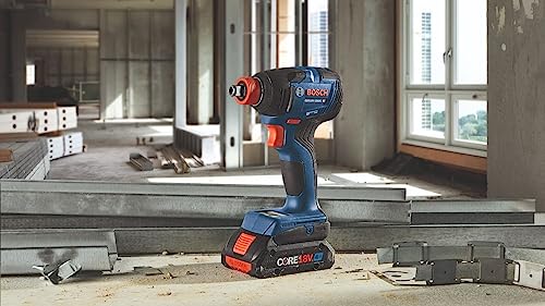 BOSCH GXL18V-260B26 18V 2-Tool Combo Kit with 1/2 In. Hammer Drill/Driver, 1/4 In. and 1/2 In. Two-In-One Bit/Socket Impact Driver, (1) CORE18V 8 Ah - WoodArtSupply