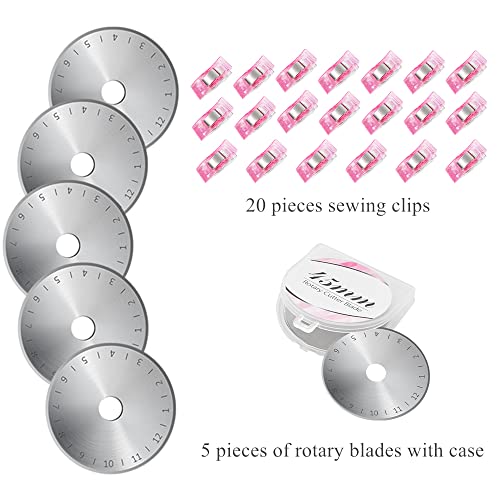 39 Pcs Rotary Cutter Set Pink - Quilting Kit incl. 45mm Fabric Cutter with 5 Extra Blades, A4 Cutting Mat, Craft Knife Set, Quilting Ruler and Sewing