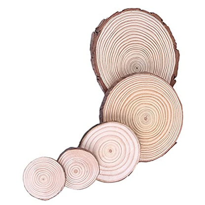 5Pcs Pine Circular Photography Unfinished Wood Circle Wood Craft Shape Tree bark Crafts Tree Trunk Slices Wood slabs Country Decor Rustic Party