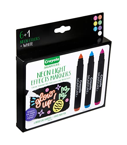 Crayola Signature Neon Markers, Light Effects, 6 Count, Gift for Teens & Adults Crayola