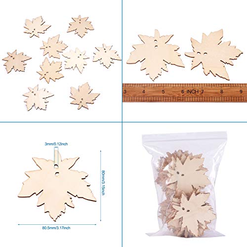 Pandahall 50Pcs Unfinished Wood Leaf Pendant 80.5x80x2.5mm Undyed Wooden Earring Blanks Charms Antique White for DIY Crafts Jewelry Making PH PandaHall