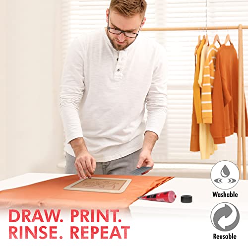 Marabu Screen Printing Kit Set - Screen Print Kit with Reusable Wooden Frame, 1 Screen Printing Squeegee, and 3 x 100ml Ink - Silk Screen Printing Marabu