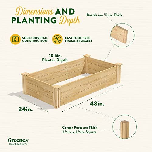 Greenes Fence Original Cedar Raised Garden Bed, 2' x 4' x 10.5" - Made in USA with North American Cedar Greenes Fence