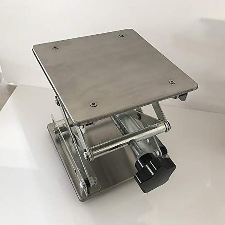 LabZhang 6" x6",Stainless Steel Lab Jack Scissor Stand Platform,Lab Lift Stand Table, Scientific Scissor Lifting Jack Platform,Expandable Lift Height LabZhang