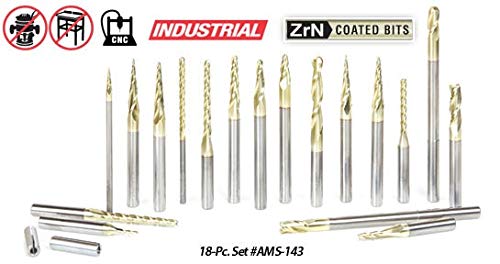 Amana Tool AMS-110 3-Pc CNC 2D and 3D Carving Ball Nose ZrN Coated Solid Carbide 1/4 Inch Shank for IntelliCarve Router Bit Collection Includes 46252 Amana Tool