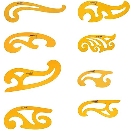 KEARING French Curve Template Set of 8, Multifunctional Geometric Drawing Ruler Flexible Plastic Drafting Measuring Tool Drawing Templates KEARING