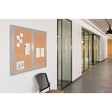 WorkPro® Enclosed Double-Door Cork Bulletin Board, 36" x 48", Aluminum Frame With Silver Finish WorkPro