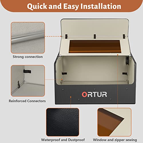 ORTUR Laser Engraver Enclosure, Fireproof and Dustproof Protective Cover with Exhaust Fan for All ORTUR Laser Engravers, Insulates Against Smoke and Ortur