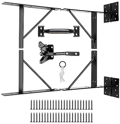 Anti Sag Gate Kit with Gate Hinges Heavy Duty for Wooden Fences-No Sag Gate Corner Brace Bracket for Doors, Corral Gates, Wood Windows (Anti Sag Gate