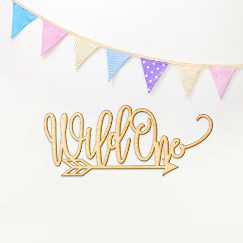 Woodums Wild One Arrow Word Wood Sign Home Décor Wall Art First Birthday Party Photo Prop - Unfinished 18" Wide x 8" Tall Woodums