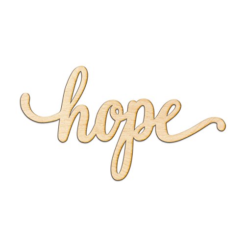 Woodums – Hope Script Wooden Wall Art Decor, Unfinished Wood Sign for Family Room Decor, Charlie Script Letter Wood Cutout, 8 x 4 Inches Wall Woodums