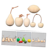 SEWOART 5pcs Graffiti Wooden Ornaments DIY Painting Fruits Crafts Wood Lemon Cherry Pear Unfinished Fruits Crafts Unpainted Crafts Fruit Decor Wooden SEWOART
