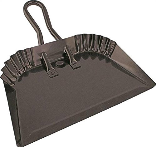 Edward Tools Black Metal Dustpan 12” - Heavy Duty Powder Coated Steel Does not chip or Bend - Precision Edge for Small Item Sweeping - Loop Handle