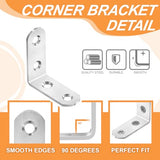 24PCS Silver L Bracket Corner Sets 90 Degree Corner Brace Metal Right Angle Bracket Stainless Steel for Wood Shelves Cabinet Furniture Tables Chairs PICRALT