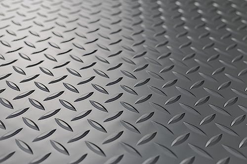 G-Floor Lite Diamond Tread Pattern Slate Grey Vinyl Rollout Garage Flooring Protector Mat for The Garage and Beyond - 7'6" x 14' Size