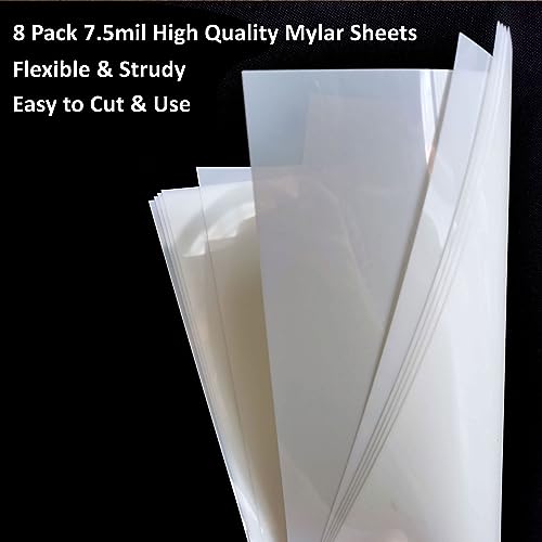 7.5mil Blank Mylar Sheets for Stencil, 8PCS 12x24 inch Milky Translucent PET Blank Stencil Making Sheet, Blank Mylar Templates for Cutting Machines, Qulinshine