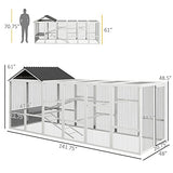 PawHut Wooden Chicken Coop Run for 6-10 Chickens, Hen House Add-On with Storage, Perches, 141.75" x 48" x 61", Gray PawHut