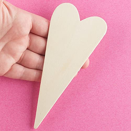 Factory Direct Craft Pack of 24 Unfinished Wooden Folk Heart Cutouts - Blank Wood Heart Shapes DIY Valentine's Day Sweetest Day Craft Projects Made Factory Direct Craft