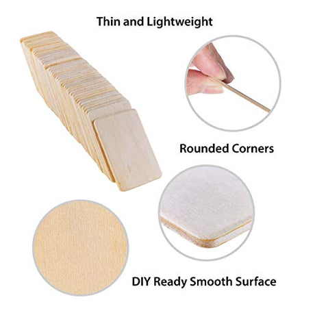50 Pack Unfinished Natural Wood Rectangle Blank Pieces Wooden Tags Slices for Arts & Crafts, Painting DIY Decorations, Embellish, Burning & Staining Super Z Outlet
